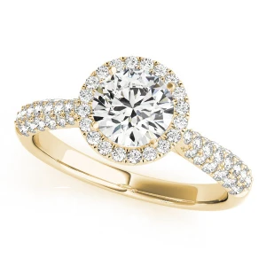 Kelsie Natural Yellow Gold Halo Diamond Ring