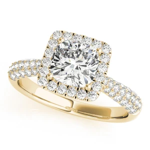 Kit Natural Yellow Gold Halo Diamond Ring