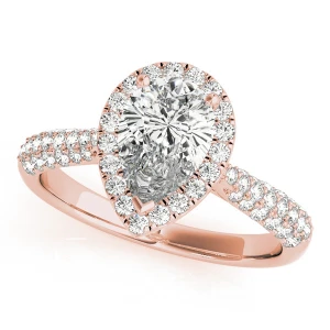 Jazmine Natural Rose Gold Halo Diamond Ring
