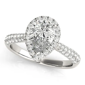 Jazmine Natural White Gold Halo Diamond Ring