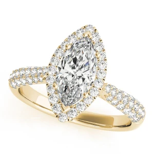 Kamari Natural Yellow Gold Halo Diamond Ring