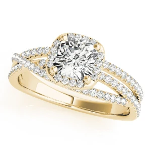 Jaretssi Natural Yellow Gold Halo Diamond Ring