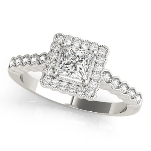 Khari Natural White Gold Halo Diamond Ring