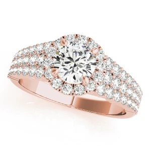 Lively Natural Rose Gold Halo Diamond Ring
