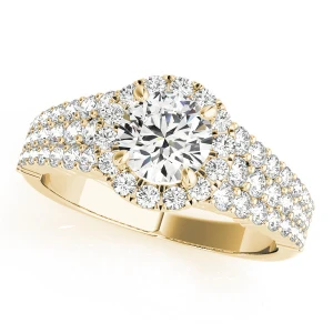 Lively Natural Yellow Gold Halo Diamond Ring