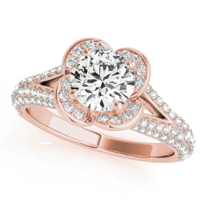 Sheena Lab-Created Diamond Rose Gold 4 Prong Halo Engagement Ring