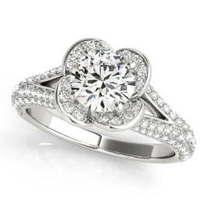 Sheena Lab-Created Diamond Round cut 4 Prong  Halo Engagement Ring