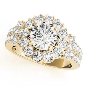 Kamaria Natural Yellow Gold Halo Diamond Ring