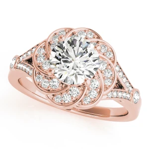 Shella Lab-Created Diamond Rose Gold 4 Prong Halo Engagement Ring