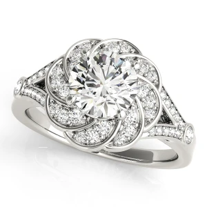 Shella Lab-Created Diamond Round cut 4 Prong  Halo Engagement Ring