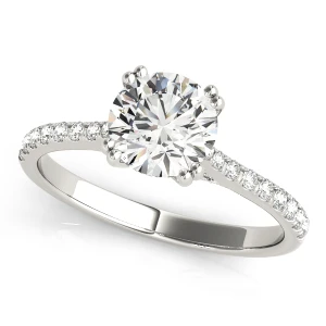 Rose Lab Grown Diamond Platinum 4 Prong Side Stone Engagement Ring