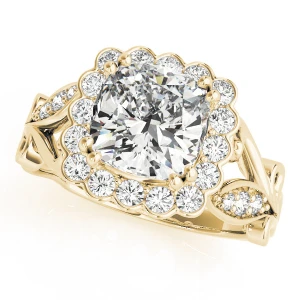 Journii Natural Yellow Gold Halo Diamond Ring