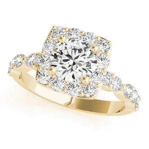 Jannat Natural Yellow Gold Halo Diamond Ring
