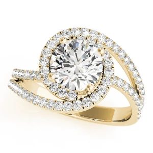 Janelly Natural Yellow Gold Halo Diamond Ring