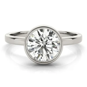 Meadow Lab-Created Round cut Bezel  Classic Solitaire Engagement Diamond Ring