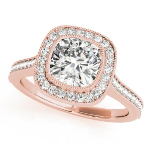 Jersey Natural Rose Gold Halo Diamond Ring