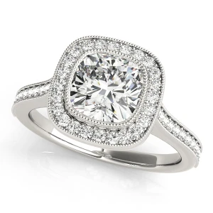 Jersey Natural White Gold Halo Diamond Ring