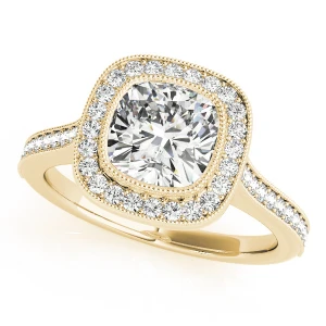 Jersey Natural Yellow Gold Halo Diamond Ring