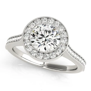 Stajina Lab-Created Diamond Round cut Prong Halo Engagement Ring