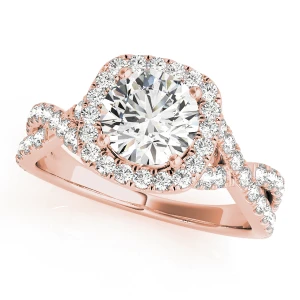 Aldrin Lab-Created Diamond Rose Gold 4 Prong Halo Engagement Ring