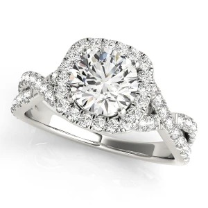Aldrin Lab-Created Diamond Round cut 4 Prong  Halo Engagement Ring