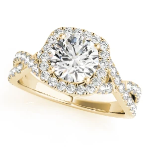 Aldrin Lab-Created Diamond Yellow Gold 4 Prong Halo Engagement Ring