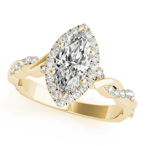 Lisa Natural Yellow Gold Halo Diamond Ring