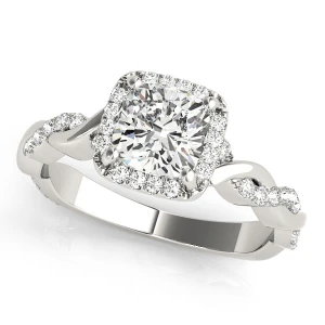 Keelay Natural White Gold Halo Diamond Ring