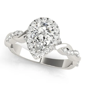 Joelle Natural White Gold Halo Diamond Ring