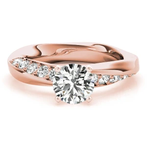 Ailasa Lab-Created Diamond Rose Gold 4 Prong Side Stone Engagement Ring