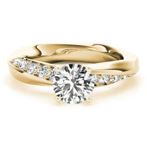 Ailasa Lab-Created Diamond Yellow Gold 4 Prong Side Stone Engagement Ring