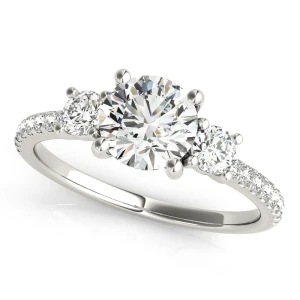 Yasirah Natural Diamond Silver 4 Prong Set Trilogy Engagement Ring