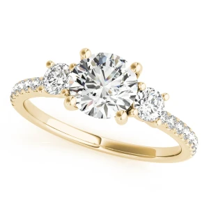 Yasirah Natural Diamond Yellow Gold 4 Prong Set Trilogy Engagement Ring