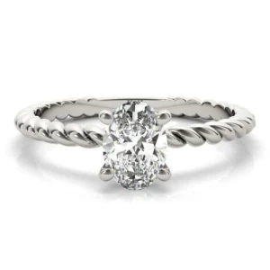 Natavia Lab-Created Diamond White Gold 4 Prong Classic Solitaire Engagement Ring