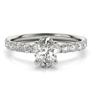 Rosaly Lab-Created Diamond Silver 4 Prong Side Stone Engagement Ring