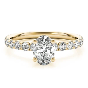 Rosaly Lab-Created Diamond Yellow Gold 4 Prong Side Stone Engagement Ring