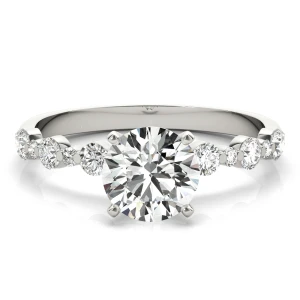 Hudsyn Lab Grown Diamond Round cut 4 Prong  Side Stone Engagement Ring