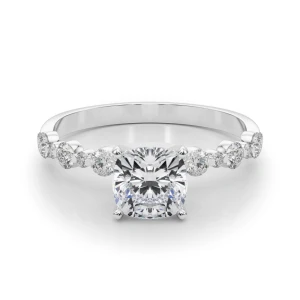 Hudsyn Lab Grown Diamond White Gold 4 Prong Side Stone Engagement Ring