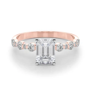 Hudsyn Lab Grown Diamond Rose Gold 4 Prong Side Stone Engagement Ring
