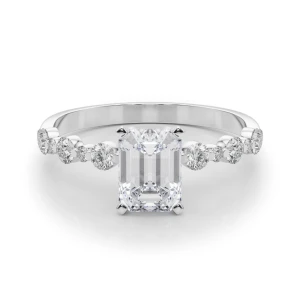 Hudsyn Lab-Created Diamond Silver 4 Prong Side Stone Engagement Ring