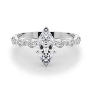Hudsyn Lab Grown Diamond Marquise cut 6 Prong  Side Stone Engagement Ring