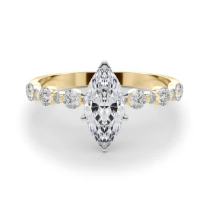 Hudsyn Lab Grown Diamond Yellow Gold 6 Prong Side Stone Engagement Ring