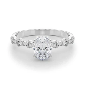 Hudsyn Lab-Created Diamond Silver 4 Prong Side Stone Engagement Ring