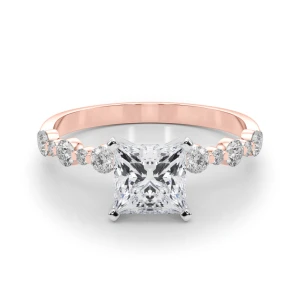 Hudsyn Lab Grown Diamond Rose Gold 4 Prong Side Stone Engagement Ring