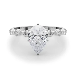 Hudsyn Lab Grown Diamond 6 Prong Side Stone Engagement Ring