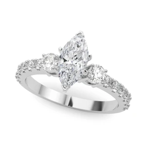 Yoko Natural Diamond Platinum 6 Prong Set Trilogy Engagement Ring