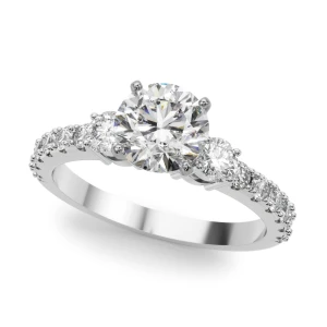 Yenna Natural Diamond Silver 4 Prong Set Trilogy Engagement Ring
