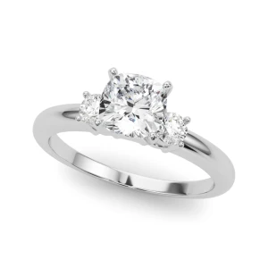 Yovanna Natural Diamond Silver 4 Prong Set Trilogy Engagement Ring