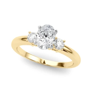 Yazmeen Natural Diamond Yellow Gold 4 Prong Set Trilogy Engagement Ring