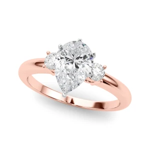Yasma Natural Diamond Rose Gold 6 Prong Set Trilogy Engagement Ring